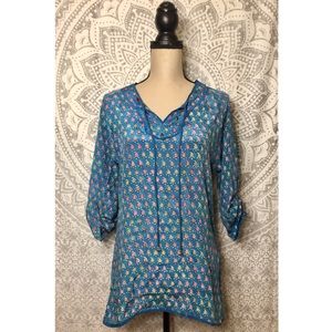 ANTHROPOLOGIE TOLANI Block Print Silk Top
